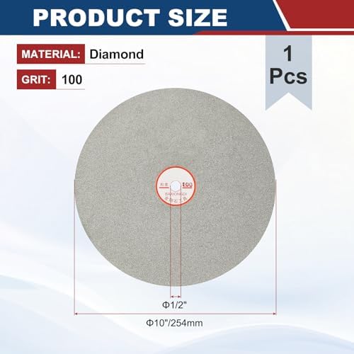 10 Inch x 1/2" Arbor Diamond Flat Lap Disc, 100 Grit