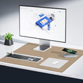 VASUHOME 32" x 20" Brown Tempered Glass Desk Mat - Multi-Functional Desk Pad for Keyboard and Monitor Protection, Dry Erase Surface, Ideal Table Top Protector for Home & Office
