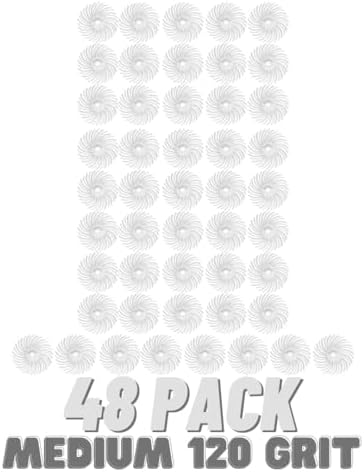 Dedeco Sunburst Radial Bristle Discs 48-Pack - 9/16" Curved - White 120 Grit (Medium) - Aluminum Oxide for Polishing & Finishing