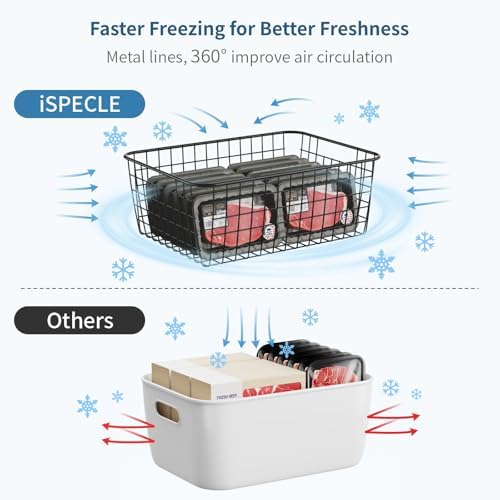 iSPECLE Freezer Organizer Bins - For 16/17/21 Cu Ft Upright Freezer, 4 Pack