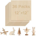 OMTech 36 Pack Birch Plywood Sheets, 12x12 Inch Plywood for Crafts, 1/8" Thick Wood Sheets for Laser Cutting Engraving, Unfinished Wood Boards for DIY Projects Drawing Painting