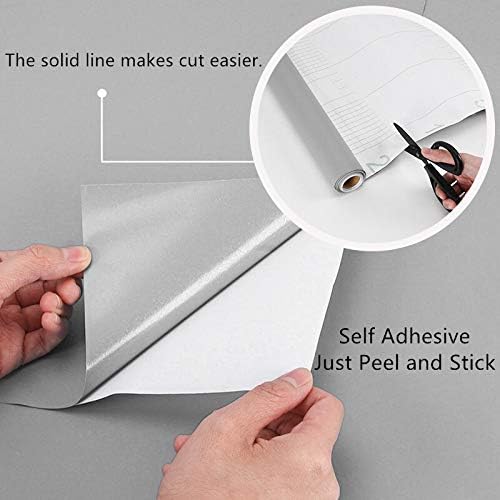 Gray Self-Adhesive Wallpaper Film Stick Paper Easy to Apply | Peel And Stick Wallpaper Shelf Liner Table Cabinet and Door Reform Wall paper 15.75 Inch By 9.8 Feet
