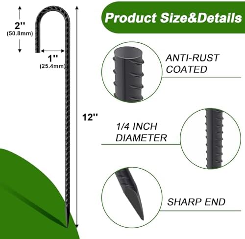 AAGUT Rebar Stakes 12 Inch J Hook, Premium Anti-Rust Tent Stakes for Canopy