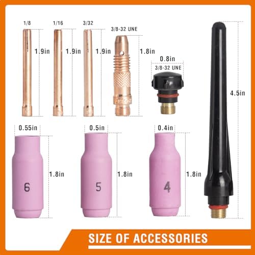 FEMEROL TIG Welding Gun,150A WP17V Argon TIG Torch with Red Air hose, Air Cooled Lift TIG Gun 35-50mm² Plug Connector