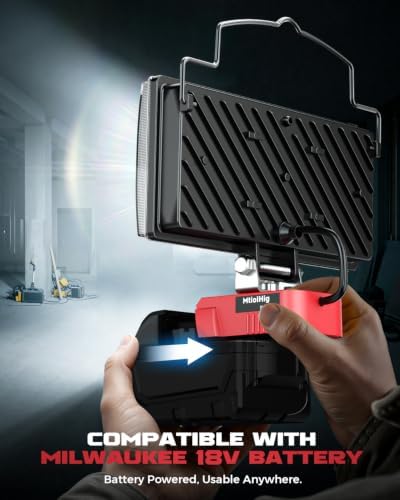 Cordless LED Work Light Compatible with Milwaukee 18V Battery - Flood Construction Light Emergency Portable for Work Shop | Car Repair | Outdoor - 145W 14500Lumen with USB & Type-C(Tool Only)