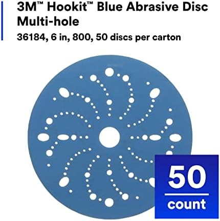 3M Hookit Blue Abrasive Disc, Multi-Hole, 36184, 6 in, 800+ Grade