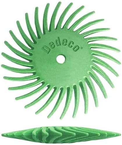 Dedeco Sunburst Radial Bristle Discs 48-Pack - 5/8" Curved Knife-Edge - Light Green 14000 Grit (Ultra-Fine, 1 Micron) - Aluminum Oxide for Polishing & Finishing