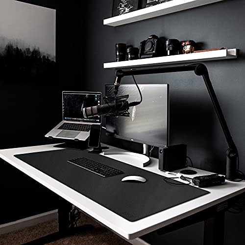 Cacoy 47" x 16" Leather Desk Pad Blotters, Extended Office Mouse Pad, Black