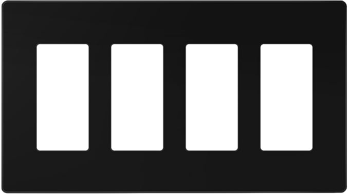 ENERLITES Screwless Decorator Wall Plates Child Safe Outlet Covers, Size 4-Gang 4.68" H x 8.30” L, Unbreakable Polycarbonate Thermoplastic, SI8834-BK, Glossy, Black