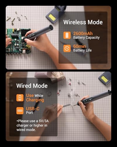 xTool Selected Cordless Soldering Iron Kit, 7s Heat-up, 3 C210 Tips, 842F