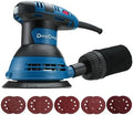 Dong Cheng 5-Inch Random Orbital Sander, 2.5 Amp 12,000 OPM, 6 Variable Speeds, 10 Sandpapers & Detachable Dust Bag, for Woodworking & Furniture Refinishing
