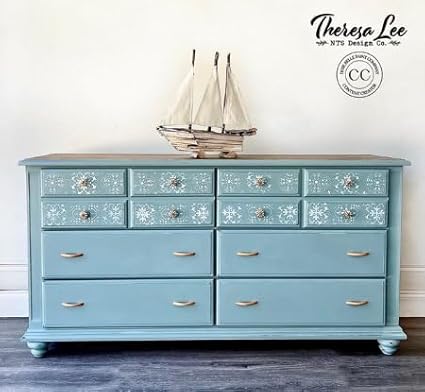 Dixie Belle Silk All-in-One Mineral Paint - Serenity (32 Fl Oz) - Soothing Blue Water Based Built-In Primer + Topcoat for Wood + Metal - Durable Furniture Paint - Low Reflective Finish