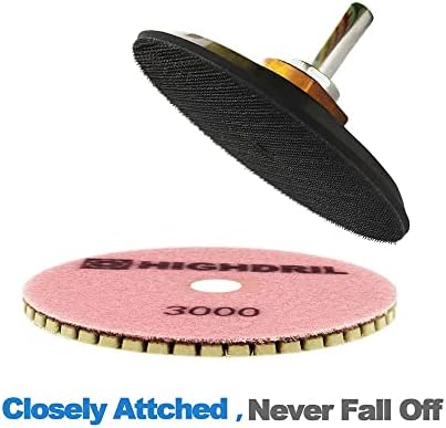 Wet Diamond Polishing Pads - HIGHDRIL 6pcs 4 inch #3000,for Granite Marble Ceramic Artificial Stone Sanding Used on Grinder or Polisher
