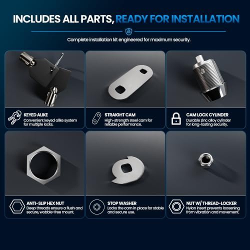 5/8" Tubular Cam Locks (90° Chrome, 2-Pack) RV Toolbox Cabinet Replacement