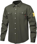 FR Shirts for Men 7oz Hi Vis Fire Resistant Shirts CAT2 Welding Shirt 100% Cotton Flame Resistant Shirt Dark Green(6X-Large)