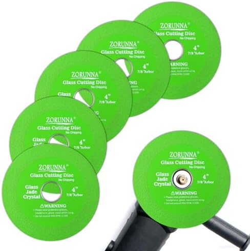 ZORUNNA 5Pcs 4" Glass Cutting Disc, Diamond Blade for Angle Grinder