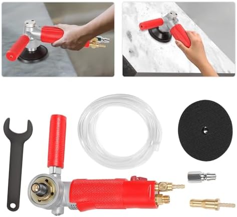 4" Pneumatic Wet Stone Polisher Air Sander Wet Marble Grinder Concrete Water Jet for Polishing Marble Granite Tool 4300RPM