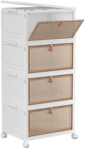 YFXCVSL 4 Tier Plastic Storage Bins with Lid 32QT, Stackable Storage Bins