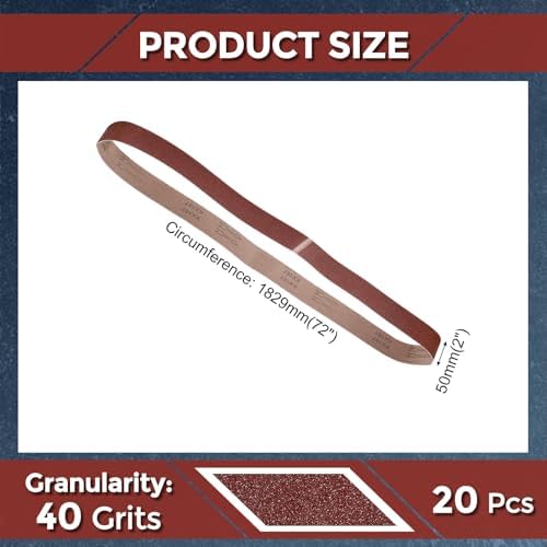 20 Pcs Sanding Belts 2 x 72 Inch 40 Grit Aluminum Oxide
