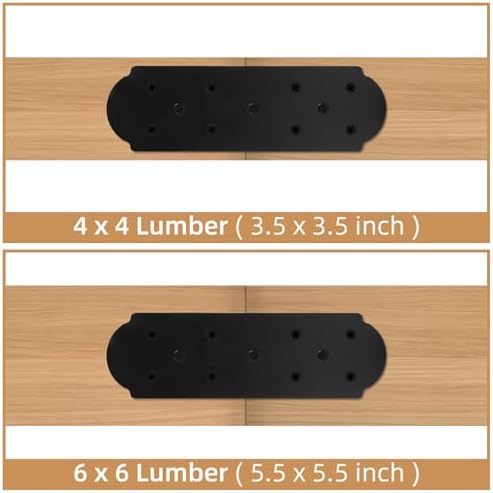 I Shape Steel Flat Bracket, 2 Pcs 10" X 3" Flat Fixing Mending Plates Black Flat Repair Plate Bracket with Screws Set for Wood Lumber Timber Connectors