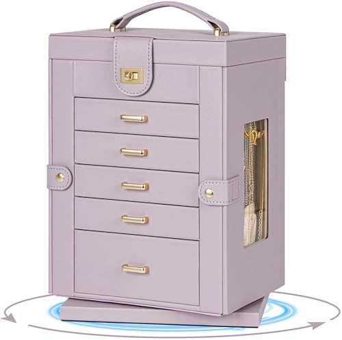AKOZLIN 6-Tier Jewelry Box Organizer 5 Drawers Storage M-L Purple