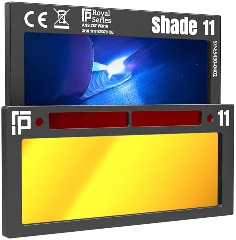 The King Single 2.0 | Shade 11 Gold Auto Darkening Welding Lens | 20A TIG Rating - No Flashing | 2" X 4.25" X 0.2" | Gold Welding Lens - Blue Puddle | Ridge Products Royal Series 2.0