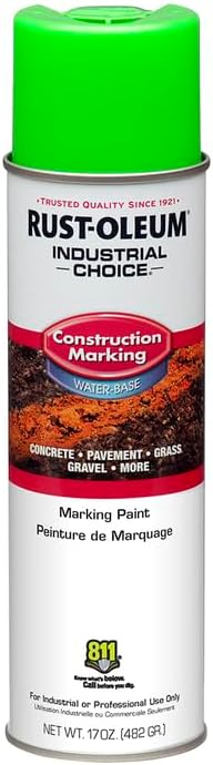 Rust-Oleum 264700-12PK Industrial Choice M1400 System Water-Based Construction Marking Paint, 17 oz, Fluorescent Green, 12 Pack