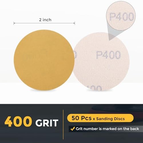 HARFINGTON 50 Pcs 2 Inch Sanding Discs 400 Grit Yellow Aluminum Oxide