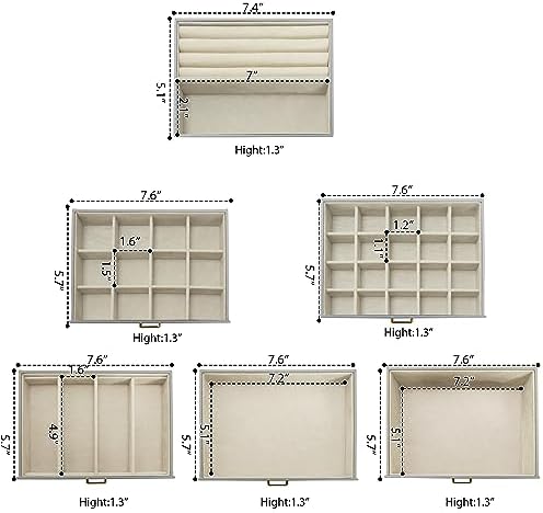 AKOZLIN 6-Tier Jewelry Box Organizer 5 Drawers Storage Extra Large Grey