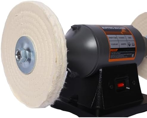 8" Electric Polisher Benchtop Buffer Grinder,Polishing Machine Includes 4PCS 80Ply Thic Buffing Wheels,Ideal Bench Grinder Buffer Polisher for Polishing Metal,Jewelry,Knives,Wood,Jade (Gray, 8")