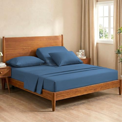 JS Sanders Collection Split Head Sheet Set 4PC King Size, Mediterranean Blue