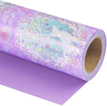 WRAPAHOLIC 30 Inch Jumbo Reversible Purple Christmas Wrapping Paper - 30 Inch x 100 Feet Jumbo Roll Purple Reindeer and Christmas Garland with with Metallic Foil Shine for Holiday, Party