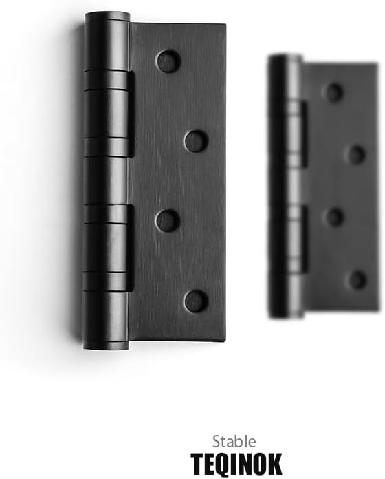 6 Packs of Square 4x3-inch Black Stainless Steel 3MM Thickened Door Hinges, Bearing Door Hinges, Window Hinges, Indoor and Outdoor Hinges with Screws