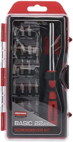 BIRCHWOOD CASEY Basic Screwdriver Kit | Durable Versatile Gunsmithing Wrench 22 Piece Set | Case Included