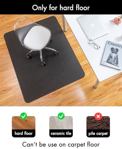 BARoyal Office Chair Mat for Hardwood Floor Under Desk Computer Rolling Chair Mat for Wood/Tile Floor Non-Slip Heavy Duty Desk Rug PVC Plastic Hard Floor Protector 46"x 60" (Espresso)