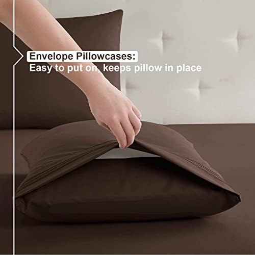 Nestl King Sheets Set - 4 Piece King Size Bed Sheets, Hotel Luxury, Extra Soft, Double Brushed Bedding for King Size, 2 Tone Beige/Brown Set, Beige Fitted Sheet, Brown Flat Sheet, Brown Pillow Case