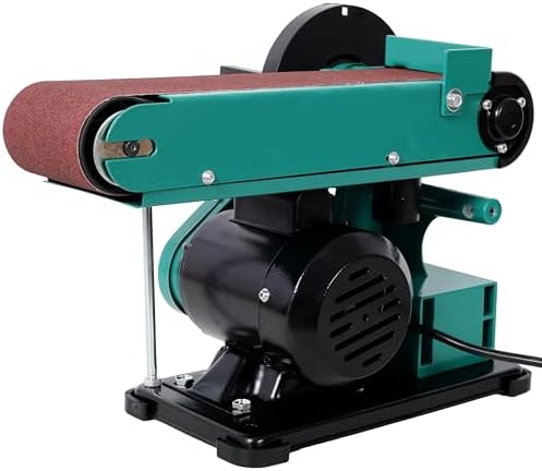 4x36 Inch Belt Sander 6 Inch Disc Sander, 120V Benchtop Sander and Polisher Grinder with Beveling Table, for Woodworking & Metalworking, Green