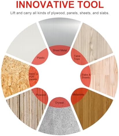 Newdeli Plywood Carrier Professional Panel Carrier Drywall Carrying Tool Plywood Lifting Tool for Wood, Synthetic Cement Board, Sheet Board, Padded, Drywall - Clamping Thickness up to 1 inch