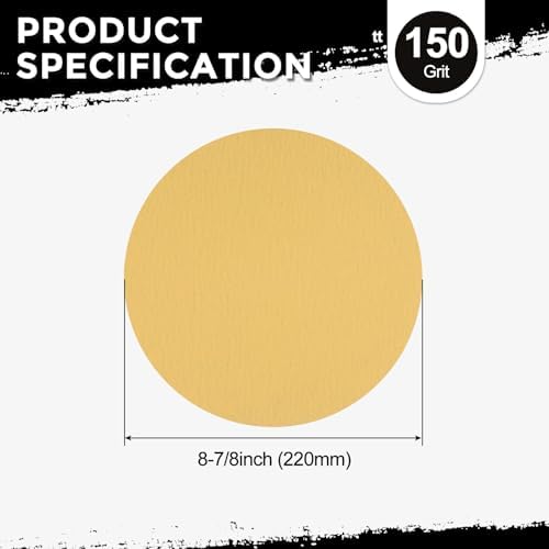 25Pcs Sanding Discs 8-7/8In 150Grit Hook and Loop Sandpapers Yellow