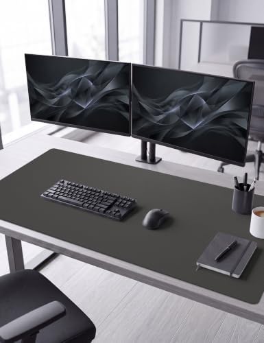 Leather Desk Mat 48" x 17", Dark Grey PU Large Desk Pad Protector