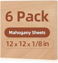 Rowood Mahogany Plywood Sheets for Laser Cutting,12x12x1/8inch,6 Pack 3mm Thin Unfinished Wood Crafts for Laser Engraving Blanks and DIY Ornaments and Architectural Model