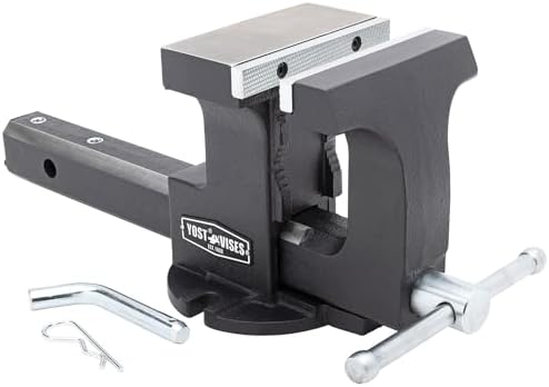 Yost Vise RHV-6 6-Inch Truck Trailer Receiver Vise | Heavy Duty Portable Work Vise | 5.9" Jaw Width, 5.81" Max Jaw Opening, 4.96" Throat | Fits Standard 2" Hitch with Hitch Pin Included