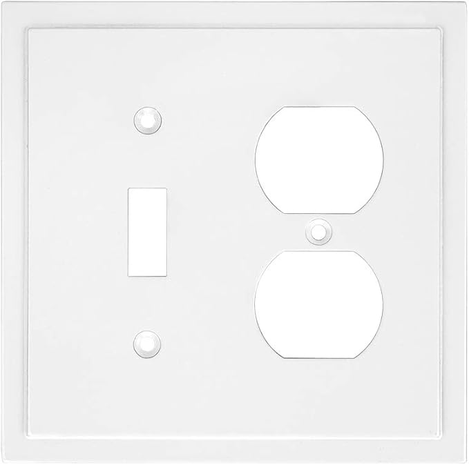 Henne Bery Modern Edge Decorative Wall Plate Switch Plate Outlet Cover, Durable Solid Zinc Alloy (Toggle/Duplex, White)