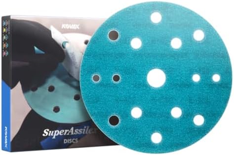 Super Assilex Flexible 6 inch Sanding Discs, Ocean K-320, 15 Holes, Hook & Loop, 193-2535, 25 Discs