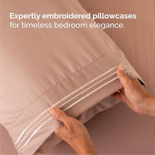 Queen Size 4 Piece Sheet Set - Comfy Breathable & Cooling Sheets - Mauve