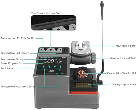 A9PRO Soldering Station 120W Handle Control Temperature 212°F-842°F Solder Station Soldering Iron with C210 Handle and 3 Soldering Tips