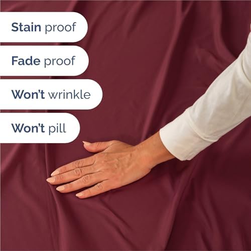 Split King Size 5 Piece Sheet Set - Breathable & Cooling Sheets - Burgundy