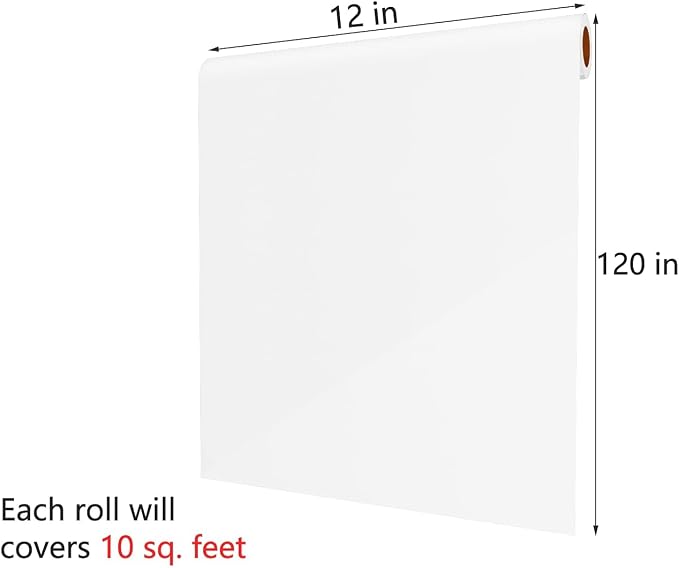 Solid White Wallpaper Stick and Peel for Walls 12 x 120 inch Thick Self Adhesive Wallpaper Removable White Contact Paper Matte for Bedroom Living Room Nursery Furniture Cabinets Classroom
