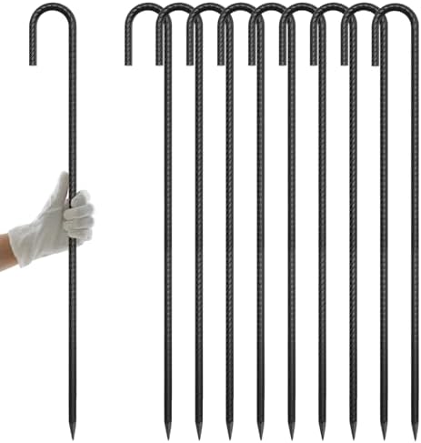AAGUT Rebar Stakes 36 Inch J Hook 1/2 Inch Garden Stakes Heavy Duty 20 Pack