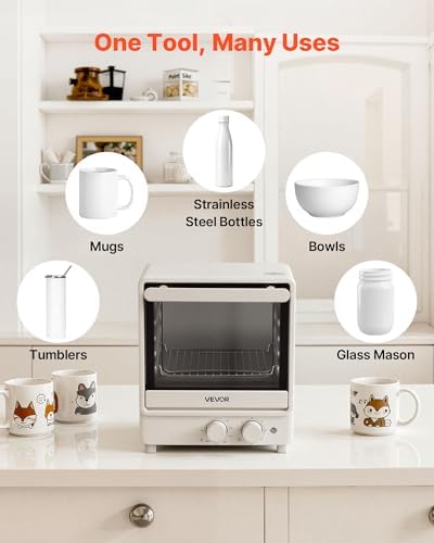 VEVOR Sublimation Oven Machine, 13 Qt, Fits 20oz Tumblers, with 50 Shrink Films, 1 Tape and 2 Heat Gloves, Oven for Sublimation Blank Tumblers, Mugs, Bowls, Off-White